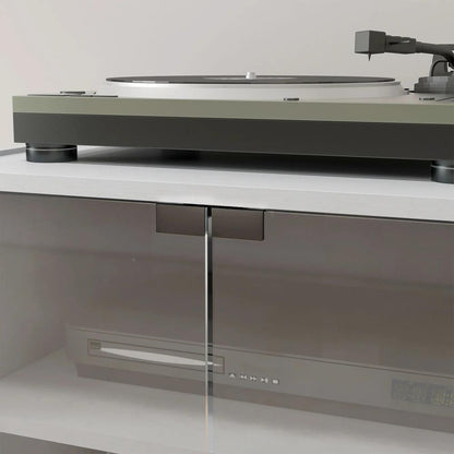 HOMCOM 4-Tier Hi-Fi Stand, Record Player Stand with Adjustable Shelves and Push-to-Open Glass Doors Additional View 9