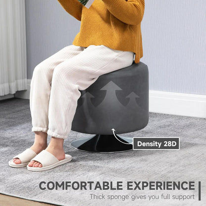 HOMCOM 360&deg; Swivel Foot Stool Round PU Ottoman with Thick Sponge Padding and Solid Steel Base, Grey Additional View 7
