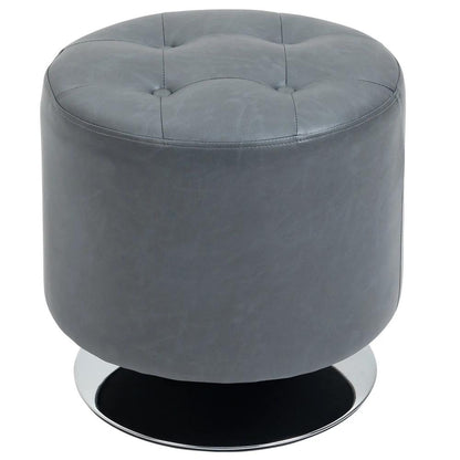 HOMCOM 360&deg; Swivel Foot Stool Round PU Ottoman with Thick Sponge Padding and Solid Steel Base, Grey Additional View 10