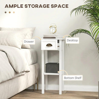 HOMCOM 2-Tier Side Tables Set of 2 with Drawer and Shelf, 2 Pieces Bedside Tables for Living Room and Hallway, White Additional View 4