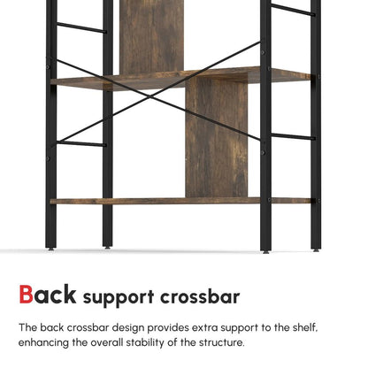 HOMCOM Industrial Storage Unit, 5 Tiers Bookcase with Open Compartments for Office Living Room, Bedroom, Rustic Brown and Black Additional View 8
