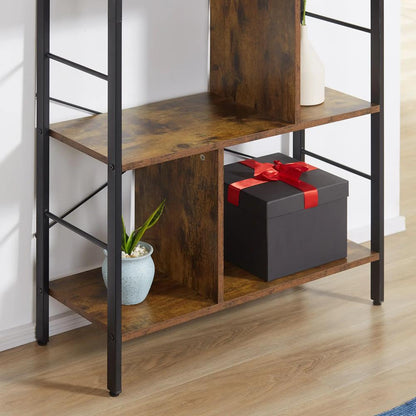 HOMCOM Industrial Storage Unit, 5 Tiers Bookcase with Open Compartments for Office Living Room, Bedroom, Rustic Brown and Black Additional View 10