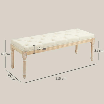 HOMCOM Vintage Wooden Bed End Bench - Cream White Additional View 3