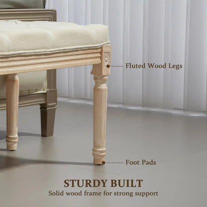 HOMCOM Vintage Wooden Bed End Bench - Cream White Additional View 5