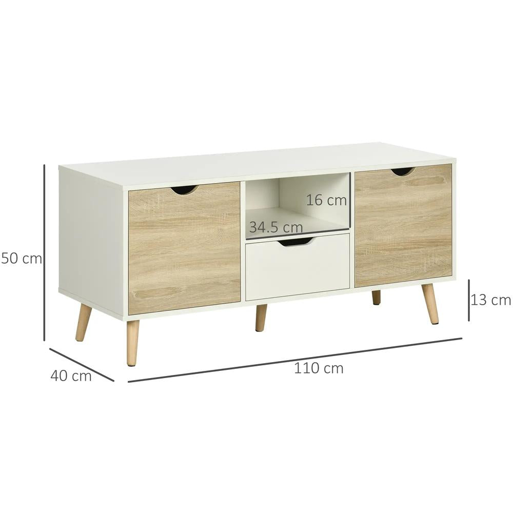 HOMCOM TV Unit Cabinet for TVs up to 50 Inches, TV Stand with Storage Cabinets and Drawer for Living Room and Bedroom, Natural Additional View 3