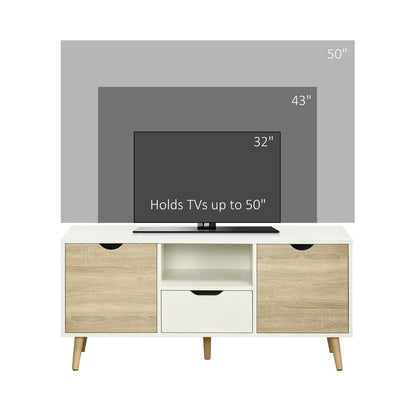 HOMCOM TV Unit Cabinet for TVs up to 50 Inches, TV Stand with Storage Cabinets and Drawer for Living Room and Bedroom, Natural Additional View 6