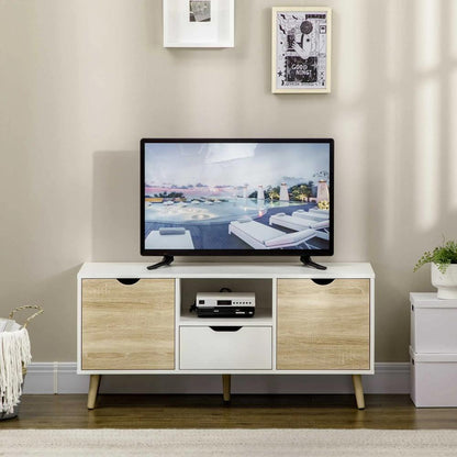 HOMCOM TV Unit Cabinet for TVs up to 50 Inches, TV Stand with Storage Cabinets and Drawer for Living Room and Bedroom, Natural Additional View 7