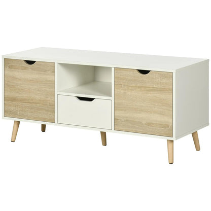 HOMCOM TV Unit Cabinet for TVs up to 50 Inches, TV Stand with Storage Cabinets and Drawer for Living Room and Bedroom, Natural Additional View 10