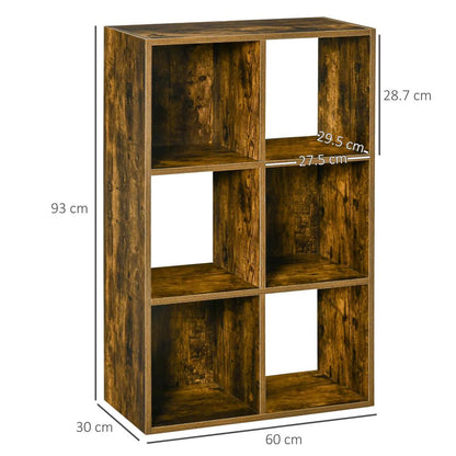 HOMCOM Industrial Style Storage Shelf, Bookcase, Bookshelf with 6 Compartments, for Living Room, Home Study Additional View 14