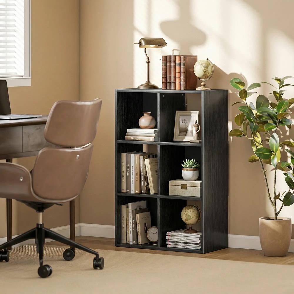 HOMCOM Industrial Style Storage Shelf, Bookcase, Bookshelf with 6 Compartments, for Living Room, Home Study Additional View 2