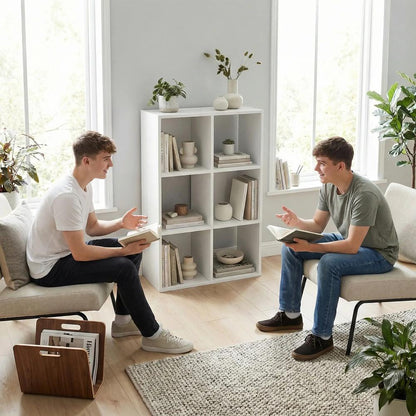HOMCOM Industrial Style Storage Shelf, Bookcase, Bookshelf with 6 Compartments, for Living Room, Home Study Additional View 27