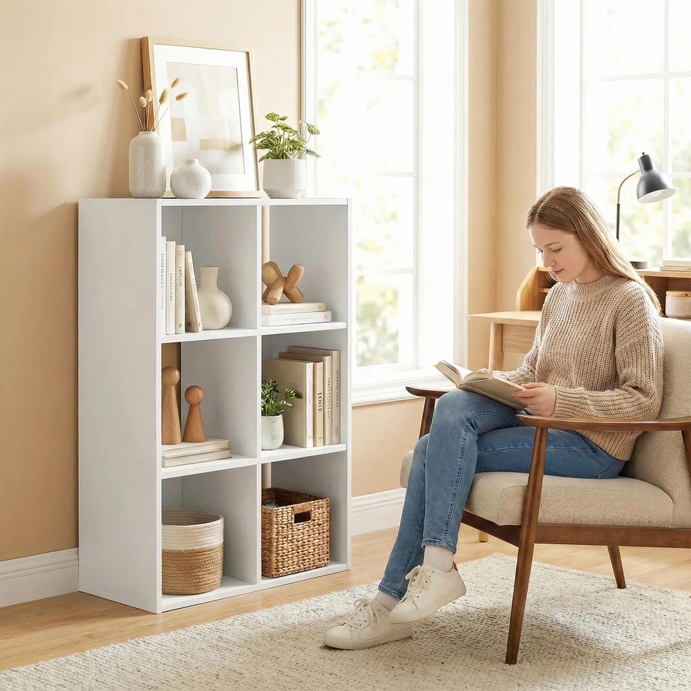 HOMCOM Industrial Style Storage Shelf, Bookcase, Bookshelf with 6 Compartments, for Living Room, Home Study Additional View 28
