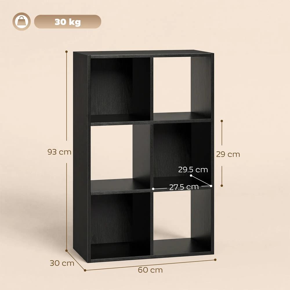 HOMCOM Industrial Style Storage Shelf, Bookcase, Bookshelf with 6 Compartments, for Living Room, Home Study Additional View 3