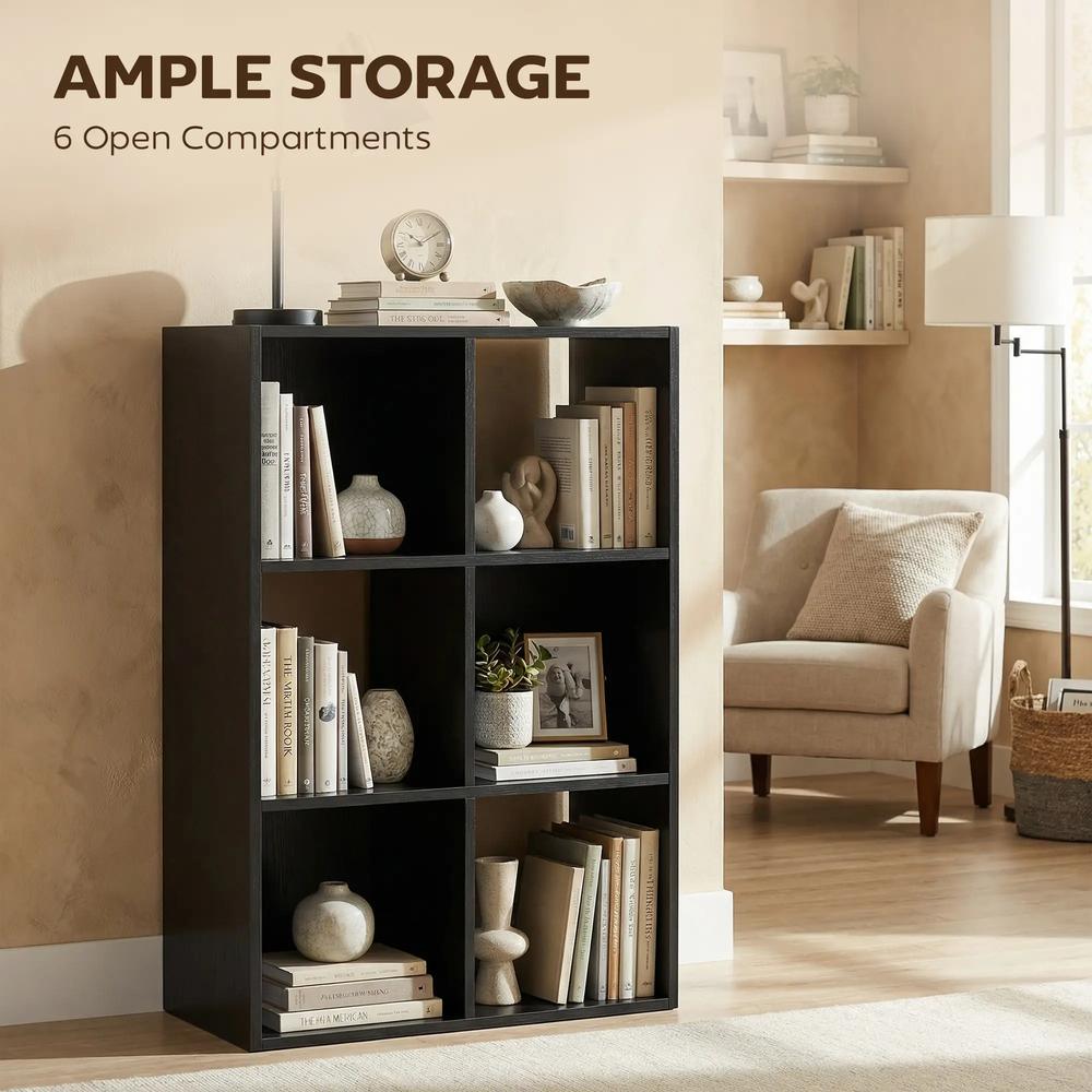 HOMCOM Industrial Style Storage Shelf, Bookcase, Bookshelf with 6 Compartments, for Living Room, Home Study Additional View 4