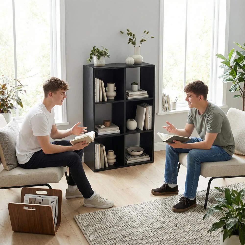 HOMCOM Industrial Style Storage Shelf, Bookcase, Bookshelf with 6 Compartments, for Living Room, Home Study Additional View 6