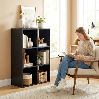 HOMCOM Industrial Style Storage Shelf, Bookcase, Bookshelf with 6 Compartments, for Living Room, Home Study Additional View 7