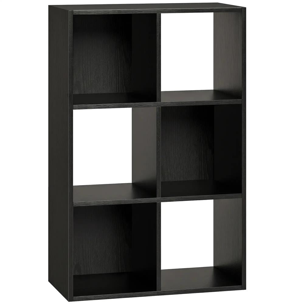 HOMCOM Industrial Style Storage Shelf, Bookcase, Bookshelf with 6 Compartments, for Living Room, Home Study