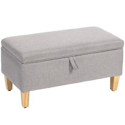 HOMCOM 30L Linen Storage Ottoman Padded Footstool with Rubberwood Legs for Storage Box, Bed End, Shoe Bench, Seating Additional View 11
