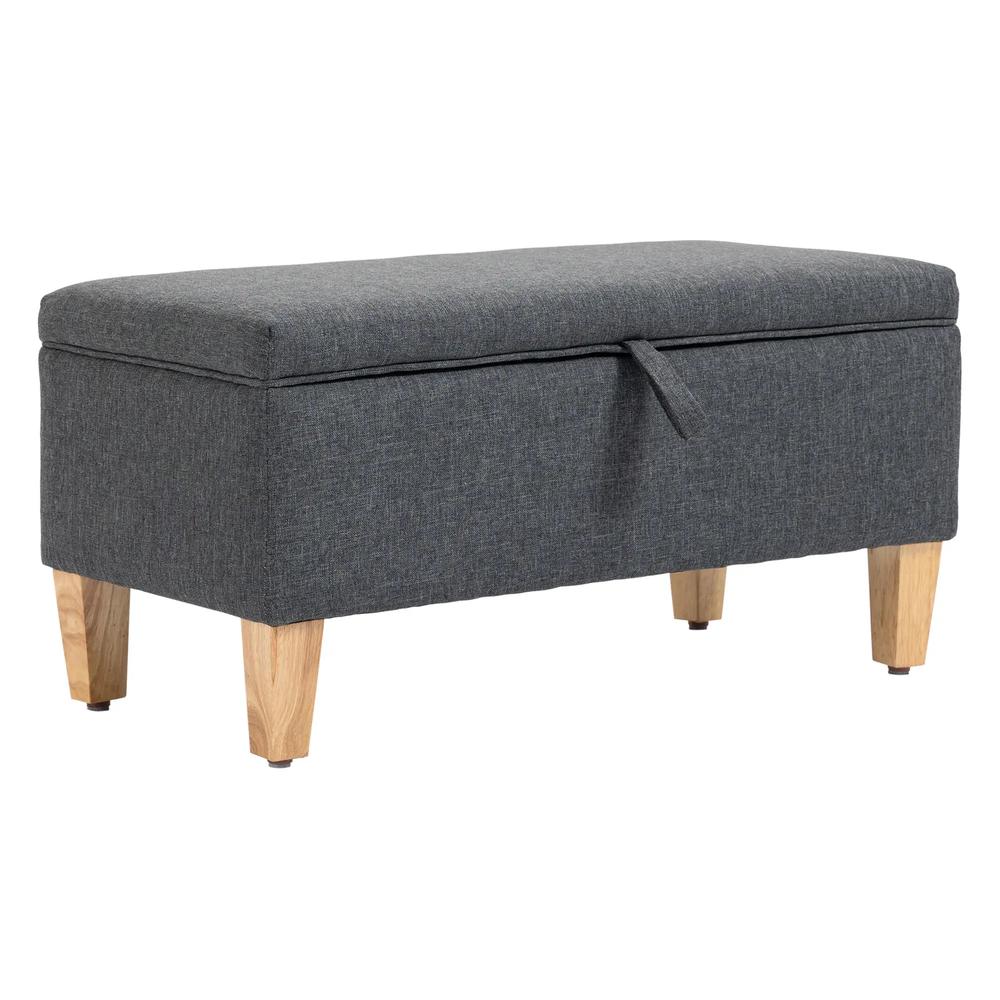 HOMCOM 30L Linen Storage Ottoman Padded Footstool with Rubberwood Legs for Storage Box, Bed End, Shoe Bench, Seating Additional View 23
