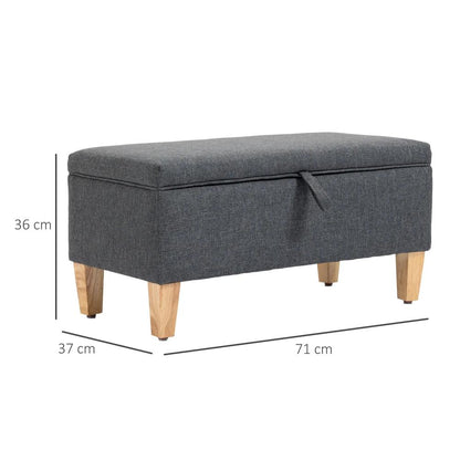 HOMCOM 30L Linen Storage Ottoman Padded Footstool with Rubberwood Legs for Storage Box, Bed End, Shoe Bench, Seating Additional View 25