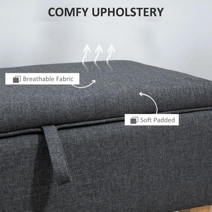 HOMCOM 30L Linen Storage Ottoman Padded Footstool with Rubberwood Legs for Storage Box, Bed End, Shoe Bench, Seating Additional View 27