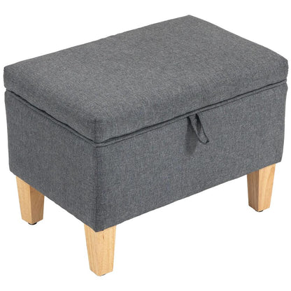 HOMCOM 16L Linen Storage Ottoman Padded Footstool with Rubberwood Legs for Storage Box, Bed End, Shoe Bench, Seating Additional View 12