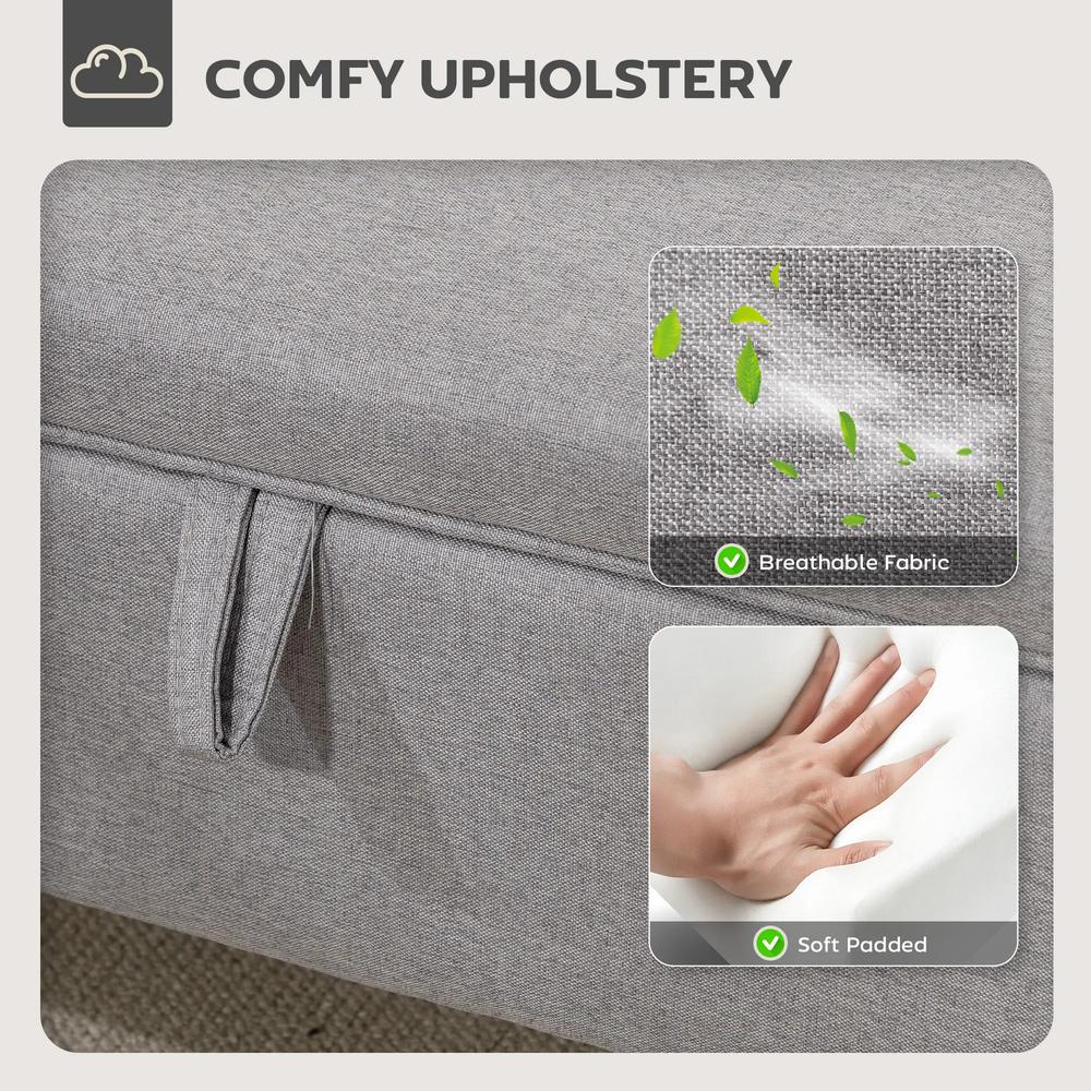 HOMCOM 16L Linen Storage Ottoman Padded Footstool with Rubberwood Legs for Storage Box, Bed End, Shoe Bench, Seating Additional View 5