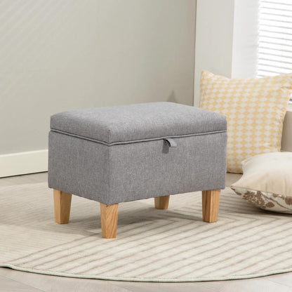 HOMCOM 16L Linen Storage Ottoman Padded Footstool with Rubberwood Legs for Storage Box, Bed End, Shoe Bench, Seating Additional View 10