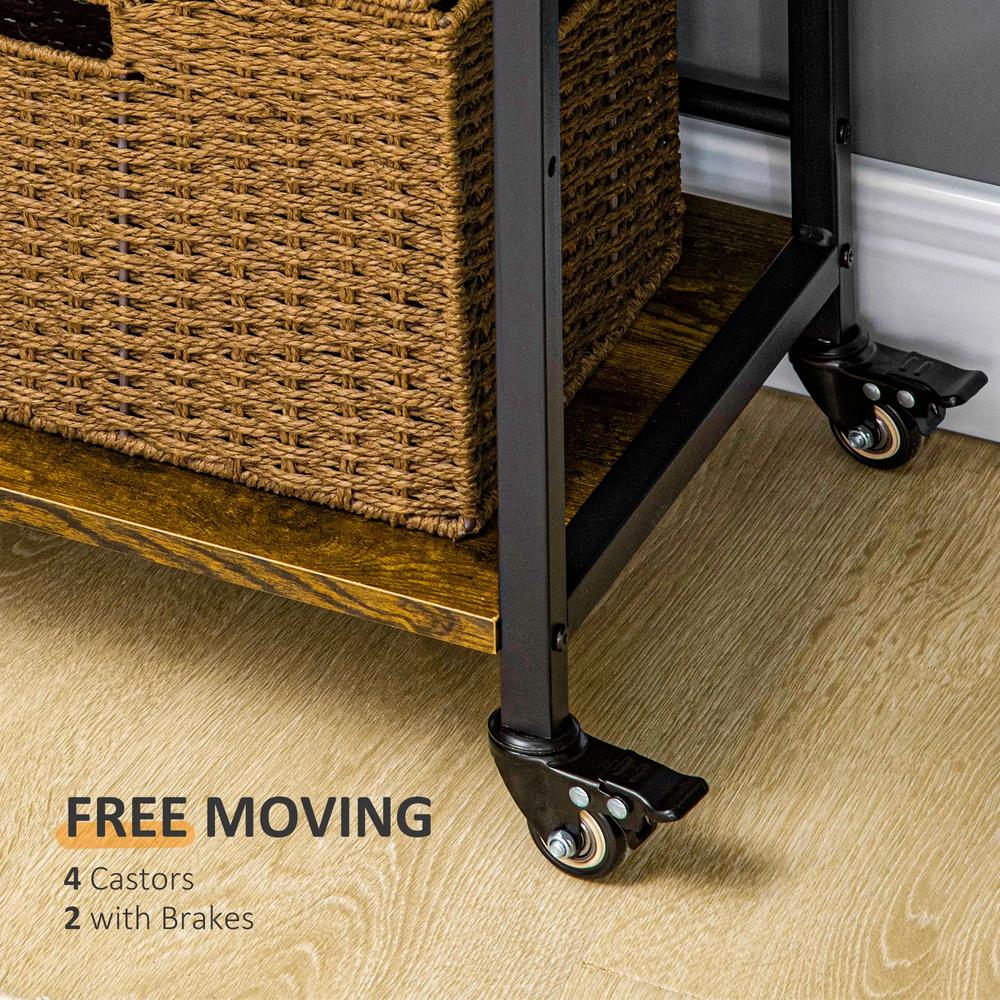 HOMCOM 3-Tier Printer Stand, Utility Cart, Rolling Trolley with Adjustable Shelves with Lockable Wheels for Home Office, Rustic Brown Additional View 7
