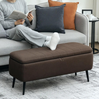 HOMCOM Linen-Look 92 x 31cm Storage Ottoman Additional View 13