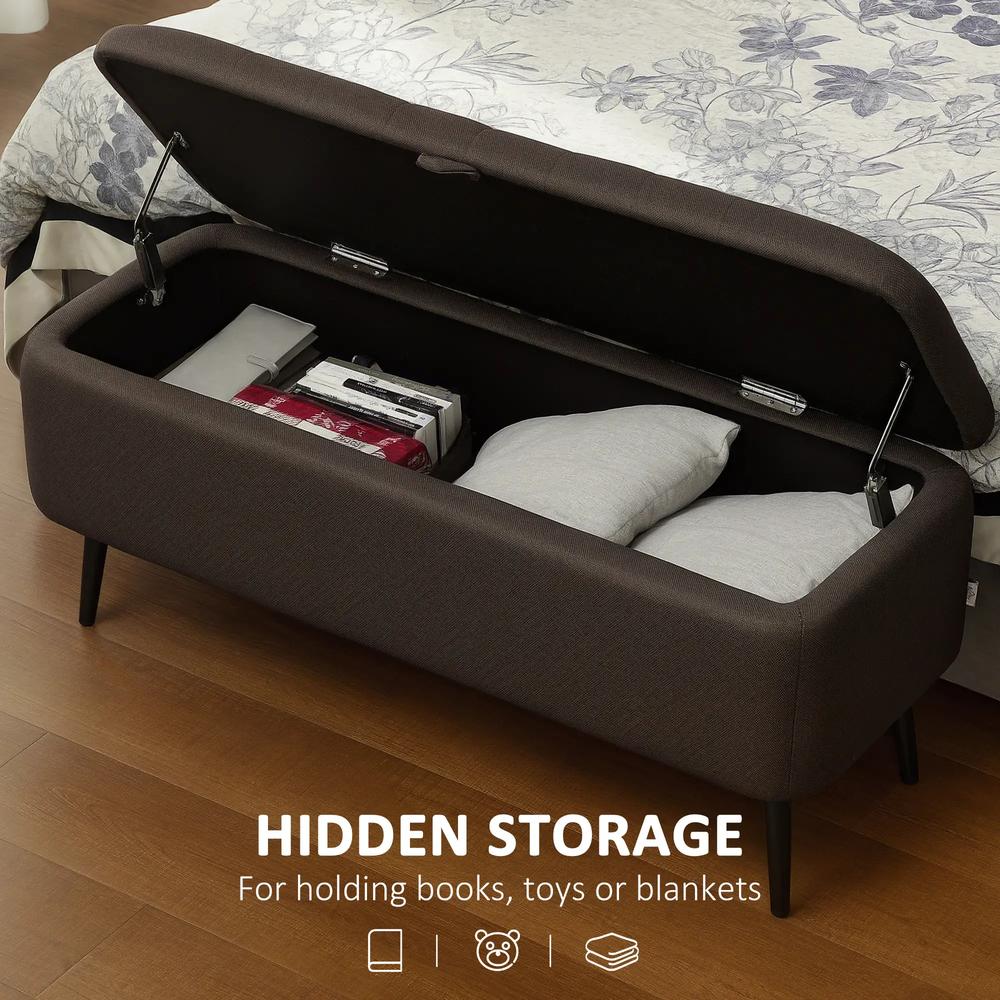 HOMCOM Linen-Look 92 x 31cm Storage Ottoman Additional View 15