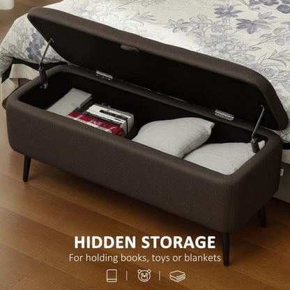 HOMCOM Linen-Look 92 x 31cm Storage Ottoman Additional View 15