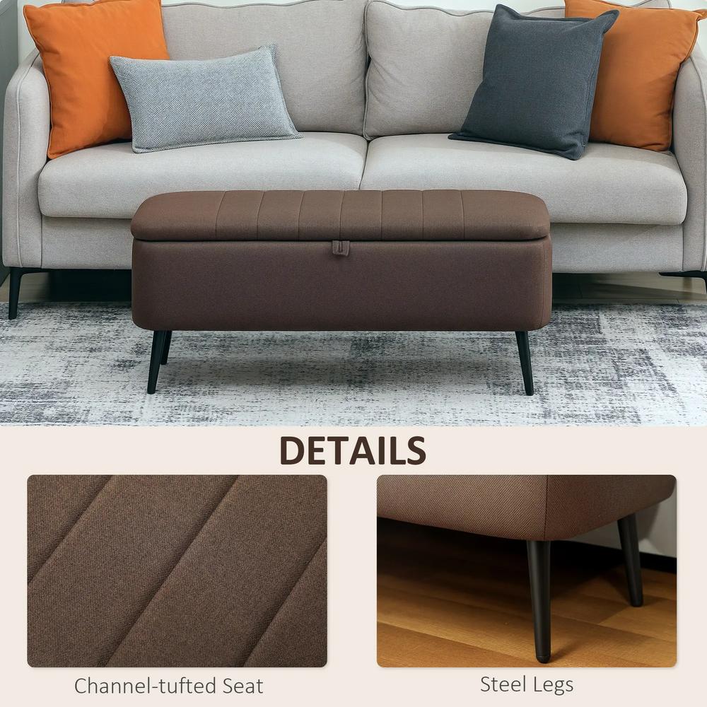 HOMCOM Linen-Look 92 x 31cm Storage Ottoman Additional View 17