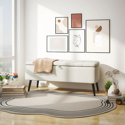 HOMCOM Linen-Look 92 x 31cm Storage Ottoman Additional View 2