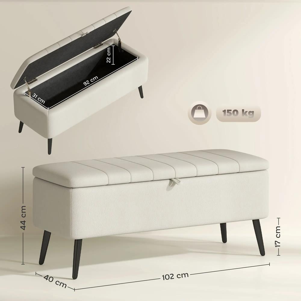 HOMCOM Linen-Look 92 x 31cm Storage Ottoman Additional View 3