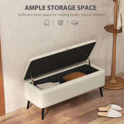 HOMCOM Linen-Look 92 x 31cm Storage Ottoman Additional View 4