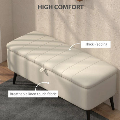 HOMCOM Linen-Look 92 x 31cm Storage Ottoman Additional View 5