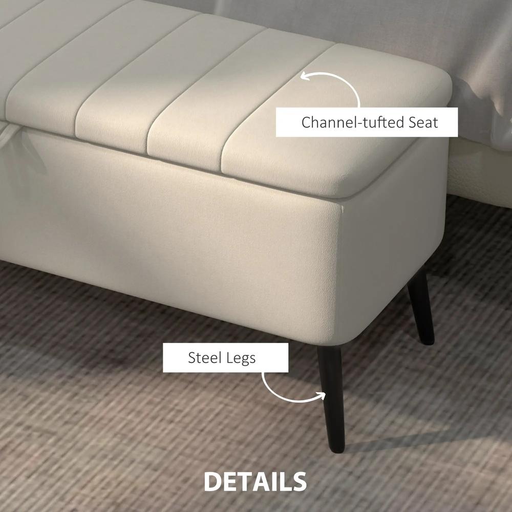 HOMCOM Linen-Look 92 x 31cm Storage Ottoman Additional View 6