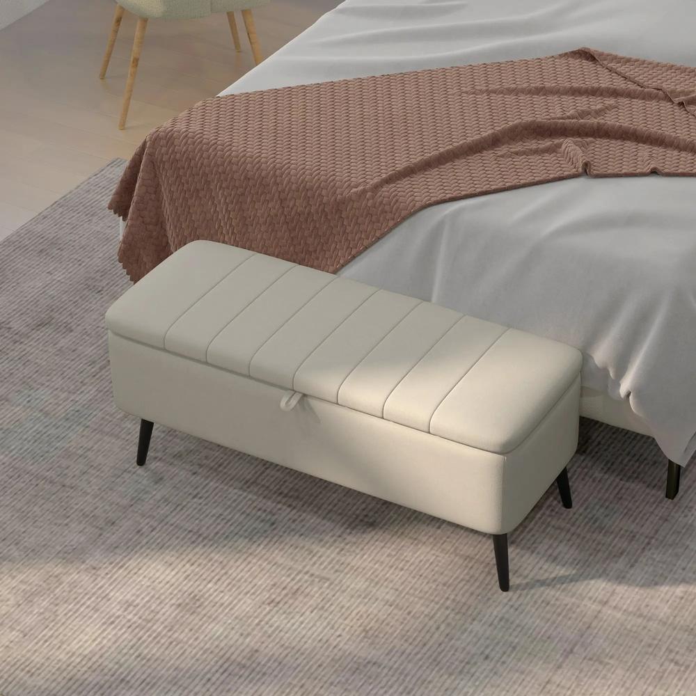 HOMCOM Linen-Look 92 x 31cm Storage Ottoman Additional View 7