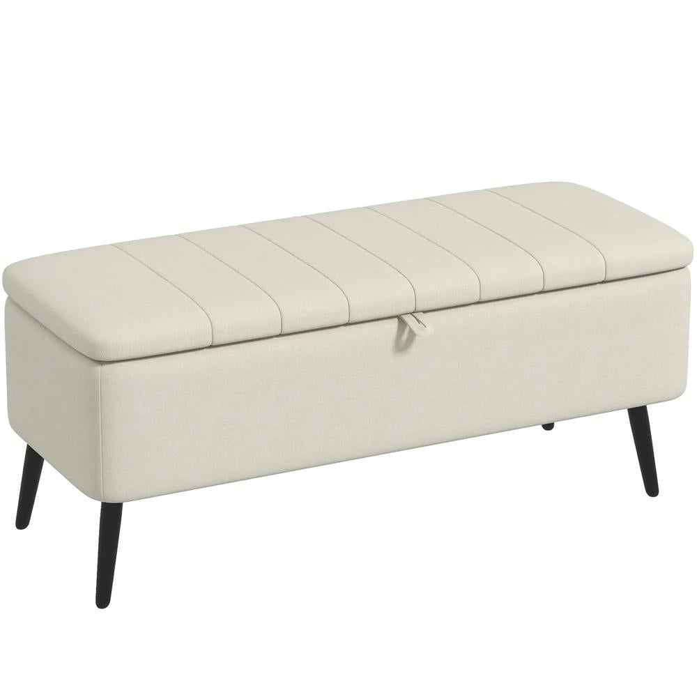 HOMCOM Linen-Look 92 x 31cm Storage Ottoman