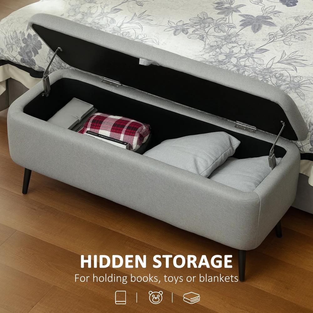 HOMCOM 92 x 31cm Linen-Look Storage Ottoman Additional View 14