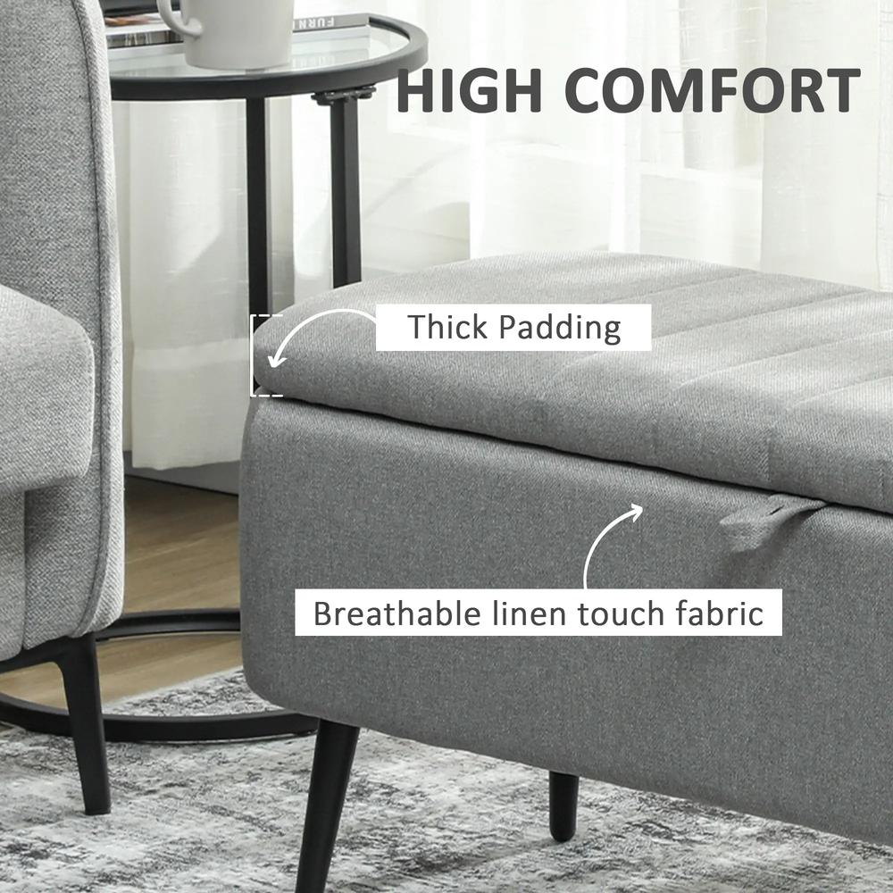 HOMCOM 92 x 31cm Linen-Look Storage Ottoman Additional View 15