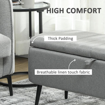 HOMCOM 92 x 31cm Linen-Look Storage Ottoman Additional View 15