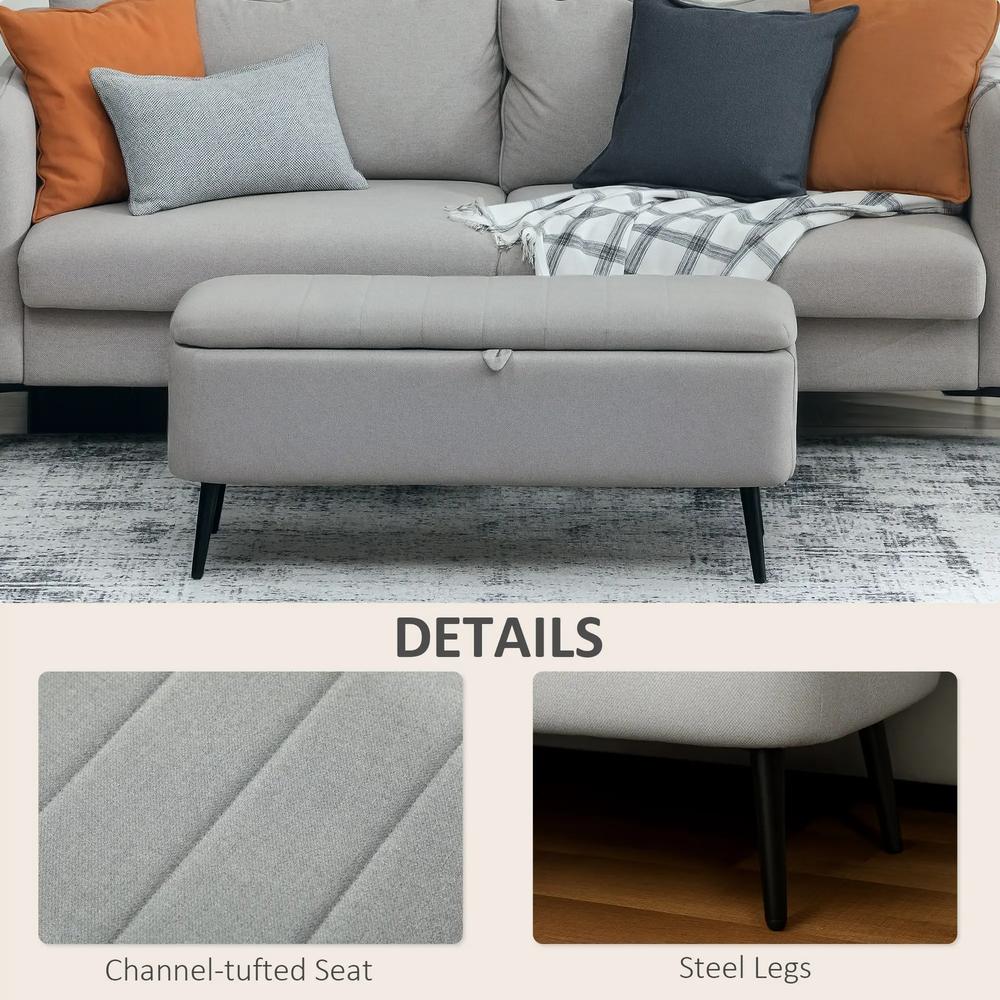 HOMCOM 92 x 31cm Linen-Look Storage Ottoman Additional View 16
