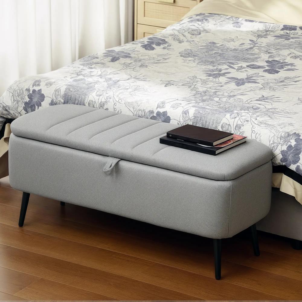 HOMCOM 92 x 31cm Linen-Look Storage Ottoman Additional View 19