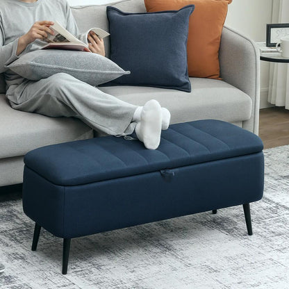HOMCOM 92 x 31cm Linen-Look Storage Ottoman Additional View 2