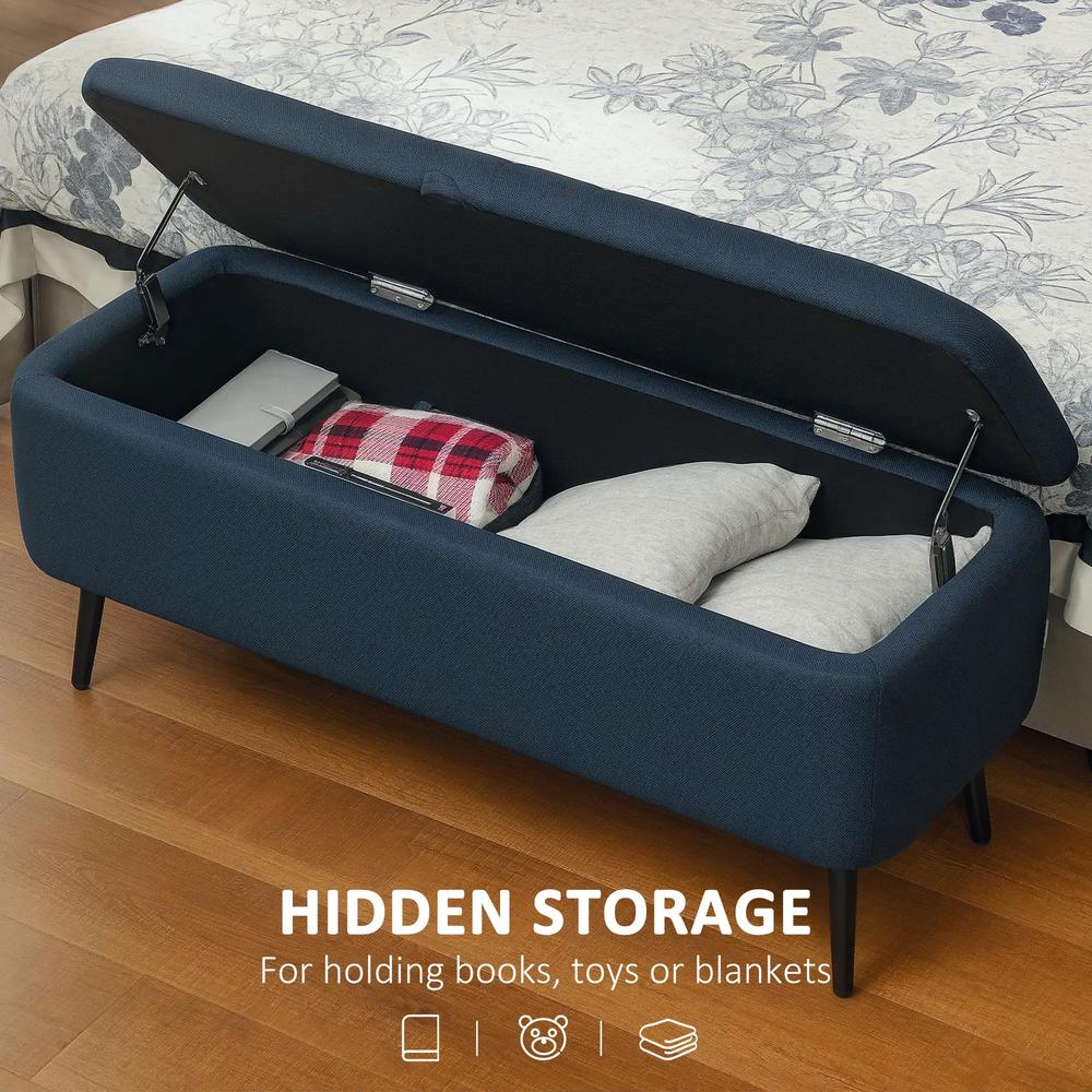 HOMCOM 92 x 31cm Linen-Look Storage Ottoman Additional View 4