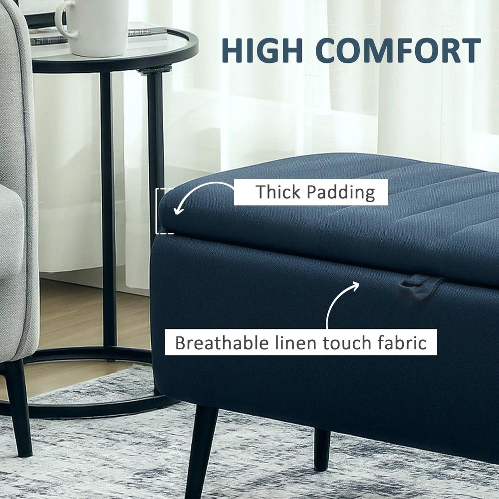 HOMCOM 92 x 31cm Linen-Look Storage Ottoman Additional View 5