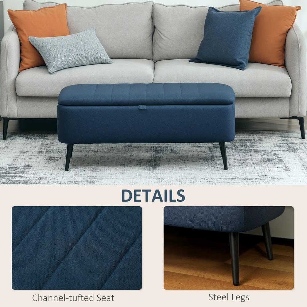 HOMCOM 92 x 31cm Linen-Look Storage Ottoman Additional View 6