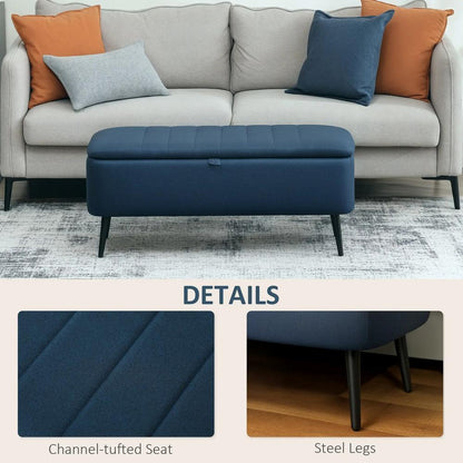 HOMCOM 92 x 31cm Linen-Look Storage Ottoman Additional View 6